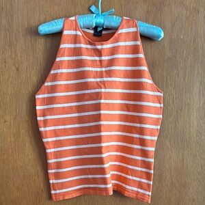 Ralph Lauren Black Label Vibrant Orange and White Striped Top